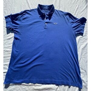 Patagonia Mens Blue Organic Cotton Fitz Roy Trout Logo Polo Shirt Size XXL